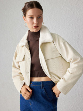 UNICORN Women's coat with fur collar beige s m l xl