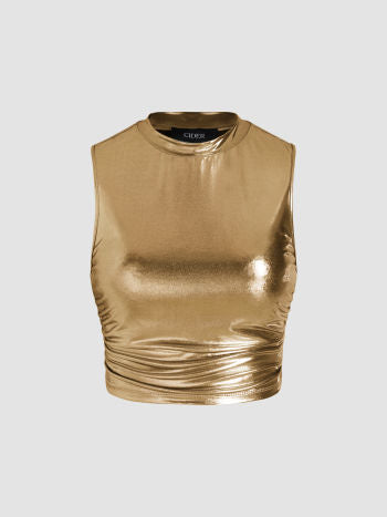 UNICORN Women's shirt top glossy silver gold xxs xs s m l xl