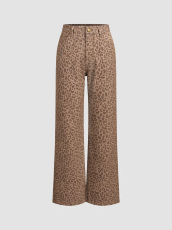 UNICORN Women's pants panther print brown xxs xs s m l xl