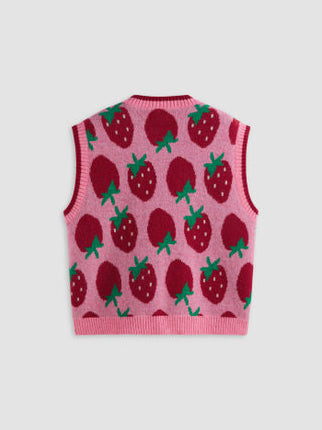 UNICORN Women's sweater pink strawberry print s m l xl