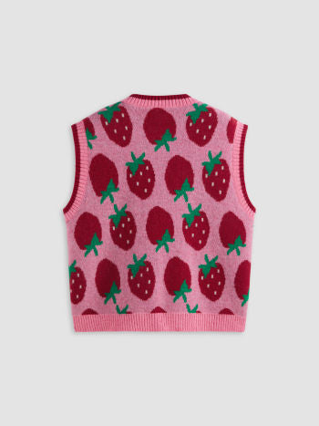 UNICORN Women's sweater pink strawberry print s m l xl