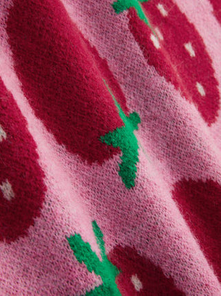UNICORN Women's sweater pink strawberry print s m l xl