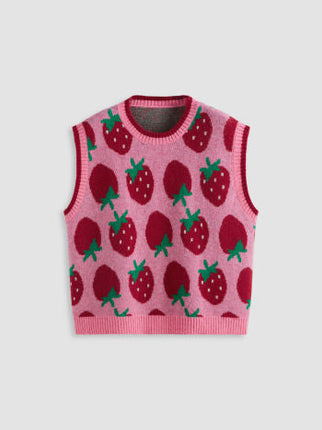 UNICORN Women's sweater pink strawberry print s m l xl