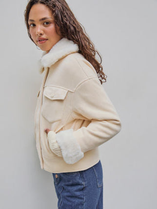 UNICORN Women's jacket with fur lining, beige, s, m, l