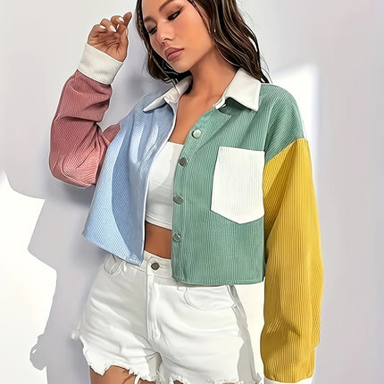 UNICORN Color-block Flannel Jacket Elegant Collar Women's Casual Blazer xs s m l xl