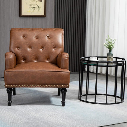 UNICORN Leather Accent Chair, Living Room Lounge Sofa Chair with Black Brown Gray
