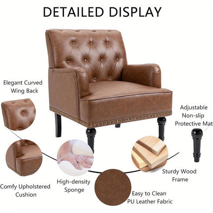 UNICORN Leather Accent Chair, Living Room Lounge Sofa Chair with Black Brown Gray