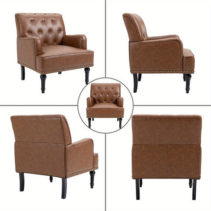 UNICORN Leather Accent Chair, Living Room Lounge Sofa Chair with Black Brown Gray