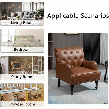 UNICORN Leather Accent Chair, Living Room Lounge Sofa Chair with Black Brown Gray