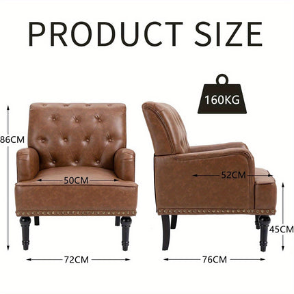 UNICORN Leather Accent Chair, Living Room Lounge Sofa Chair with Black Brown Gray