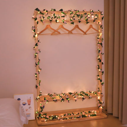UNICORN Lighted Artificial Pink Rose Vine Decoration