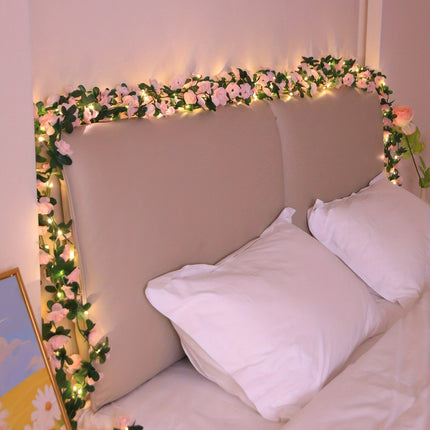 UNICORN Lighted Artificial Pink Rose Vine Decoration