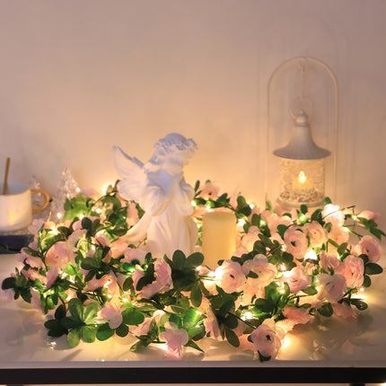 UNICORN Lighted Artificial Pink Rose Vine Decoration