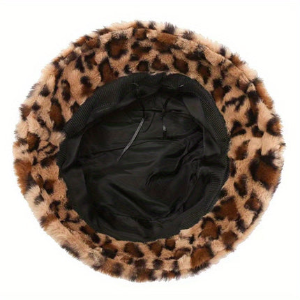 UNICORN Winter Warm Leopard Print Fisherman Hat, Bucket Hats