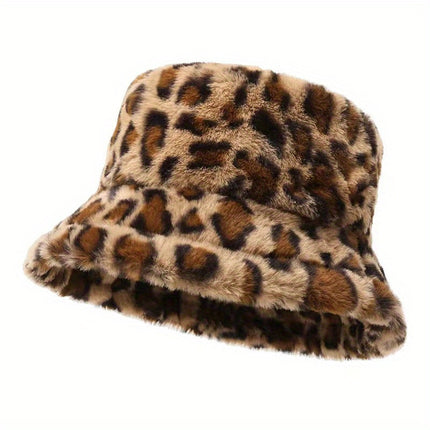 UNICORN Winter Warm Leopard Print Fisherman Hat, Bucket Hats