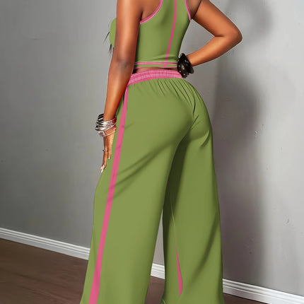 UNICORN Women's Avocado Green& Rose Red Color-Block Halter Topme Color s m l xl xxl