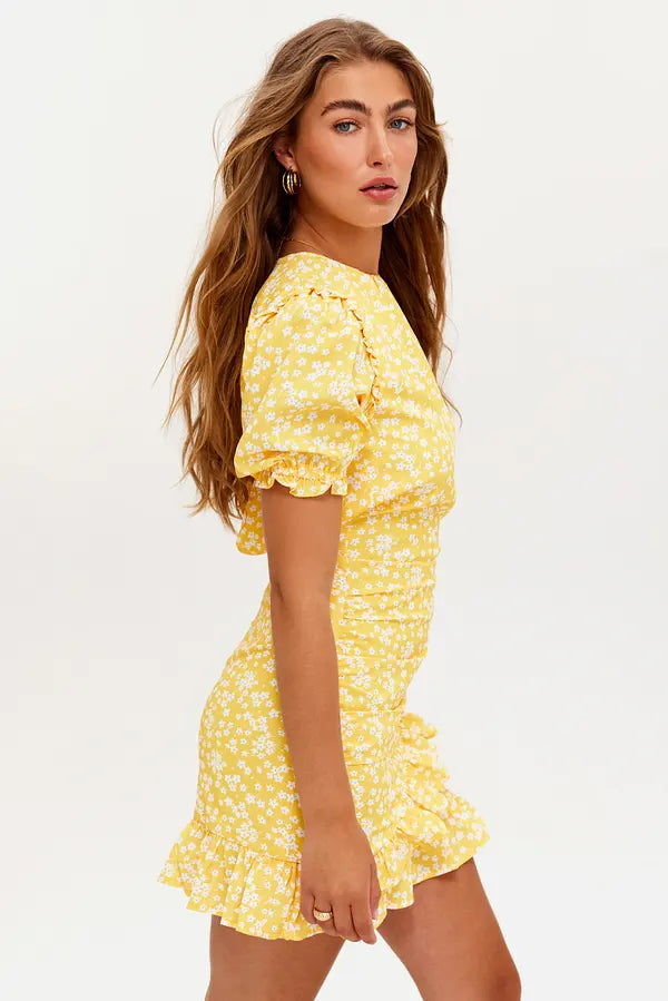 UNICORN Women's dress yellow floral xs s m l
