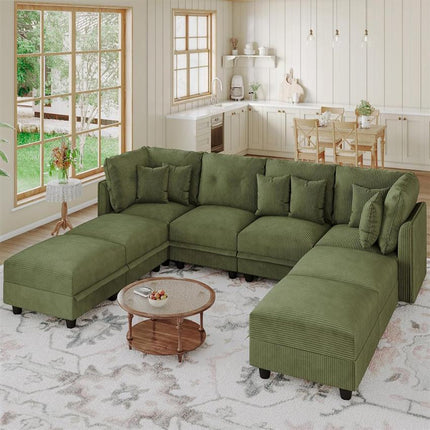 UNICORN Large Modular Sectional Sofa with Storage Seats Grey Green Beige