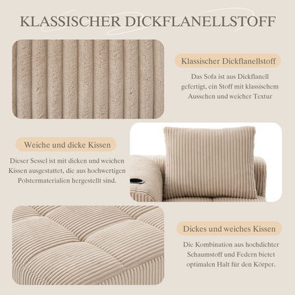 UNICORN Comfortable Recliner Sofa 158*93*61 Cm Beige Khaki Black Grey