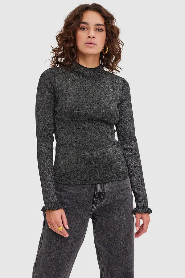 UNICORN Women's sweater turtleneck dark gray silver black xs s m l