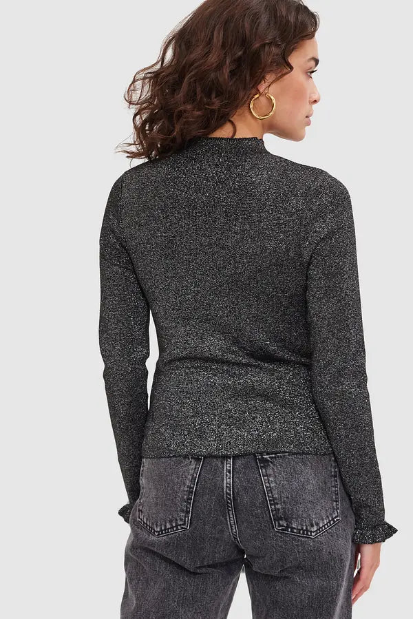 UNICORN Women's sweater turtleneck dark gray silver black xs s m l