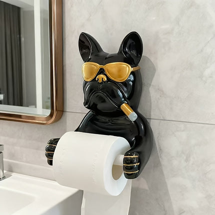 UNICORN 1pc French Bulldog Wall-Mounted Tissue Holder Black