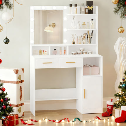 UNICORN Dressing Table with Mirror and 10 LED Light Adjustable Brightness White