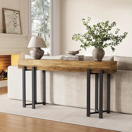UNICORN 63-Inch Console Table for Entryway, Industrial Behind Couch Table Brown