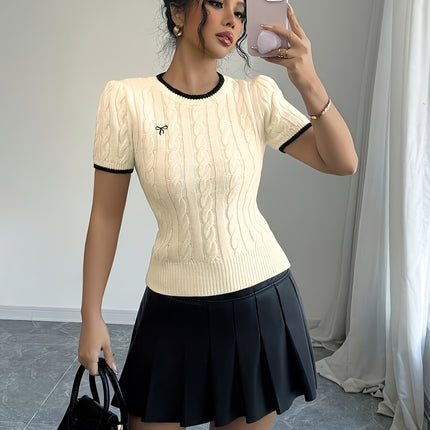 UNICORN Cat Ear Design Womens Short Sleeve Top Elegant Two-Tone Edges s m l xl