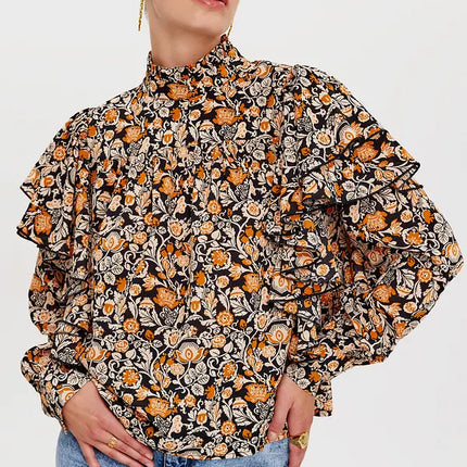 UNICORN Women's blouse black brown black white black orange