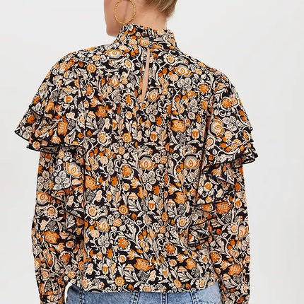 UNICORN Women's blouse black brown black white black orange