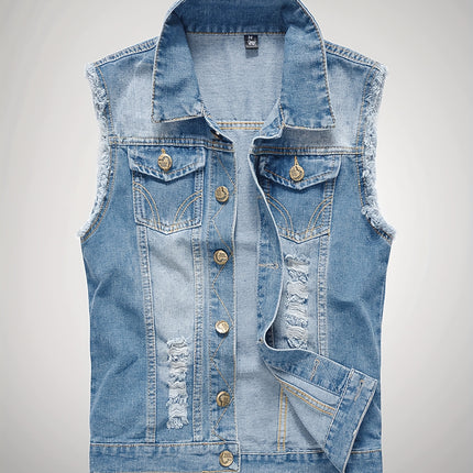 UNICORN Men'S Trendy Denim Vest, Retro Distressed Denim Vest, Camisole xs s m l xl