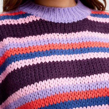 UNICORN Women's sweater striped purple xs s m l xl