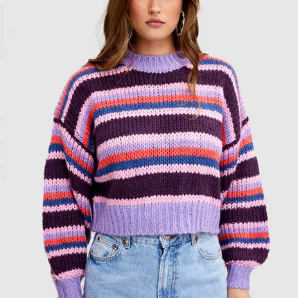 UNICORN Women's sweater striped purple xs s m l xl