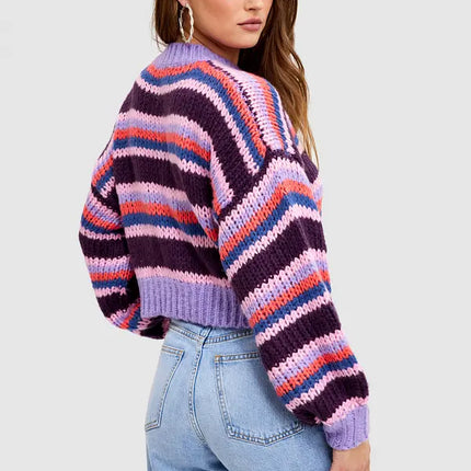 UNICORN Women's sweater striped purple xs s m l xl