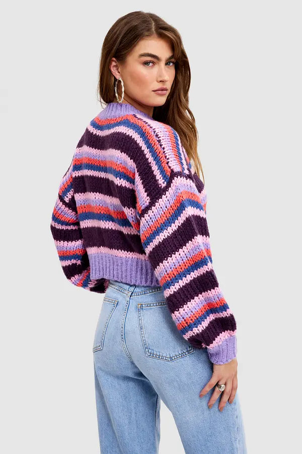 UNICORN Women's sweater striped purple xs s m l xl