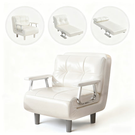 UNICORN 1-Seater Sofa Bed with Foam & Removable Cushion Cover - Modern Convertible Sleeper Suitable for Small Spaces Assembly Space-Saving Bed for Living Room Office Dorm - Faux Leather
