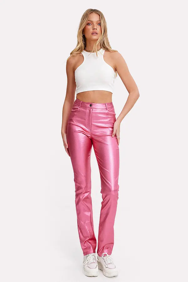 UNICORN Women's trousers glossy pink xs s m l xl