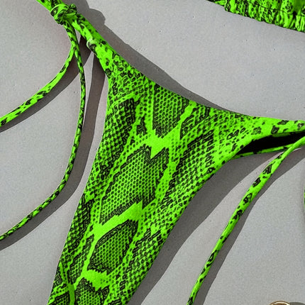 UNICORN Snakeskin Print Swimsuit Tie Bikini 2pcs Set xs s m l xl