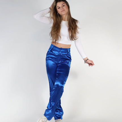 UNICORN Women's pants shine blue velvet s m l