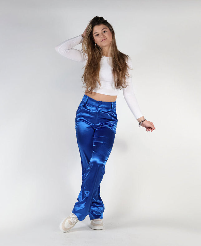 UNICORN Women's pants shine blue velvet s m l