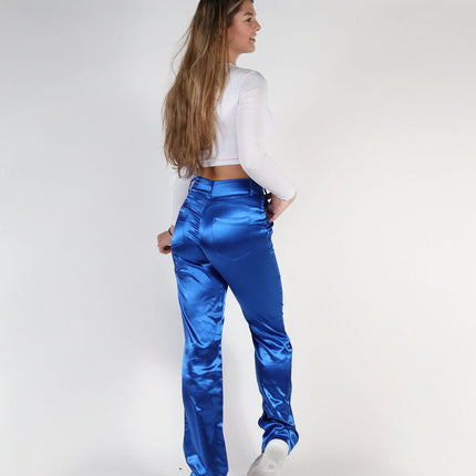 UNICORN Women's pants shine blue velvet s m l