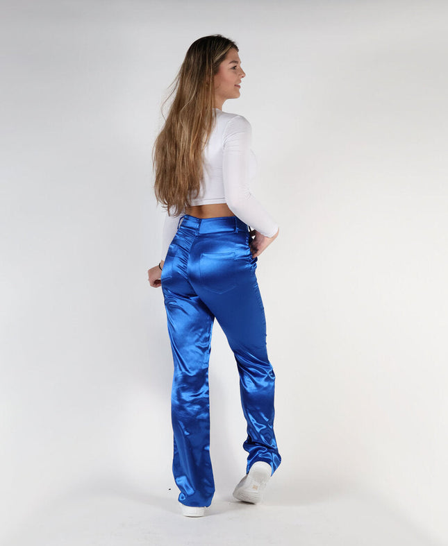 UNICORN Women's pants shine blue velvet s m l