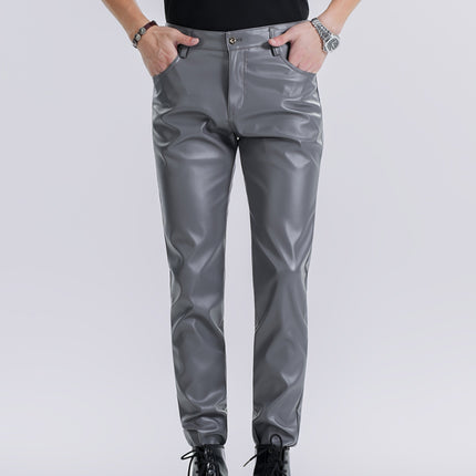 UNICORN Men's Stretch PU Leather Pants Stretchable Slim Fit Formal & Casual Pants