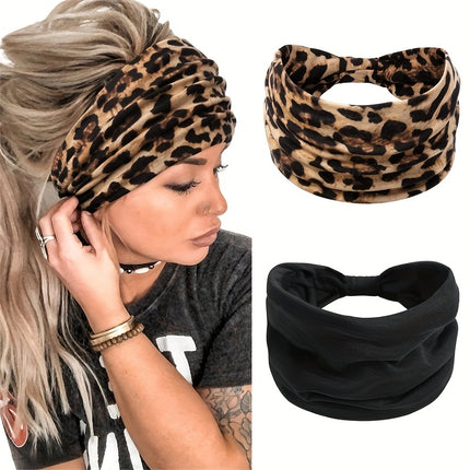 UNICORN 2 Blend Headbands in Bohemian Style Ideal for Sports with Leopard Print
