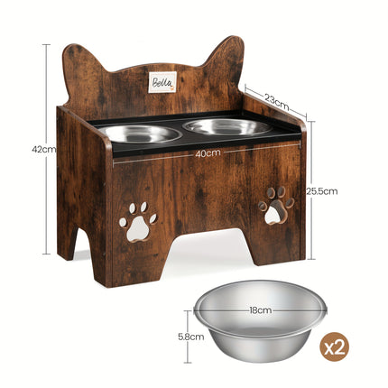UNICORN Raised Dog Bowls, Elevated Dog Bowl Vintage Brown/Grey