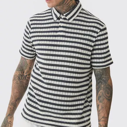 UNICORN Men's tall striped polo with texture S M