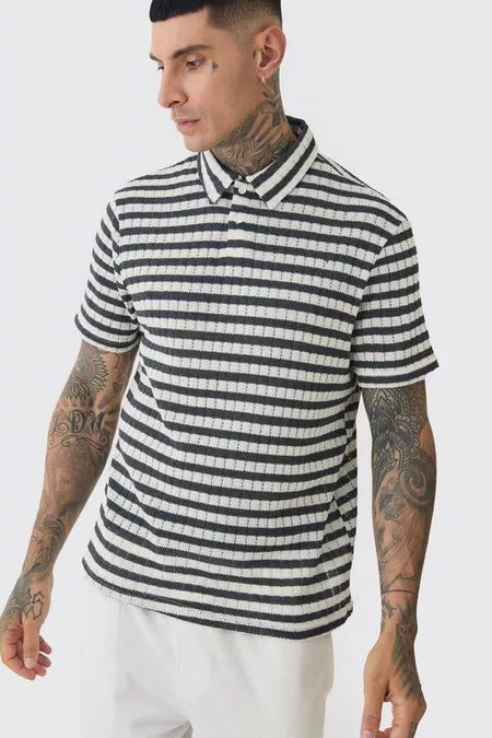 UNICORN Men's tall striped polo with texture S M