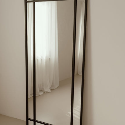 Grote Staande Spiegel Ruiten 180x80 Zwart