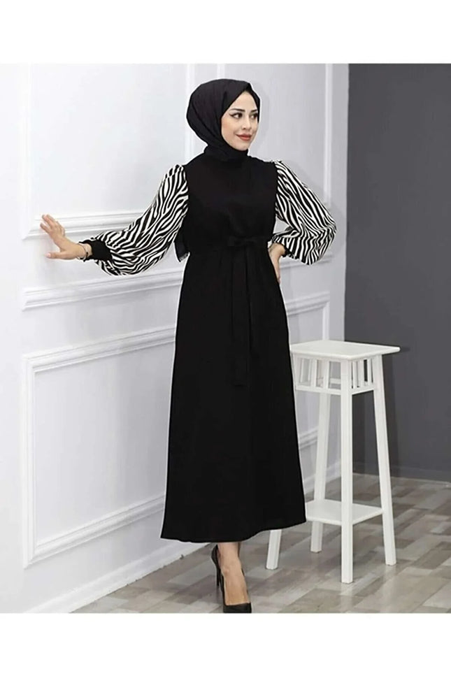 Dames jurk zwart wit xs s m l xl